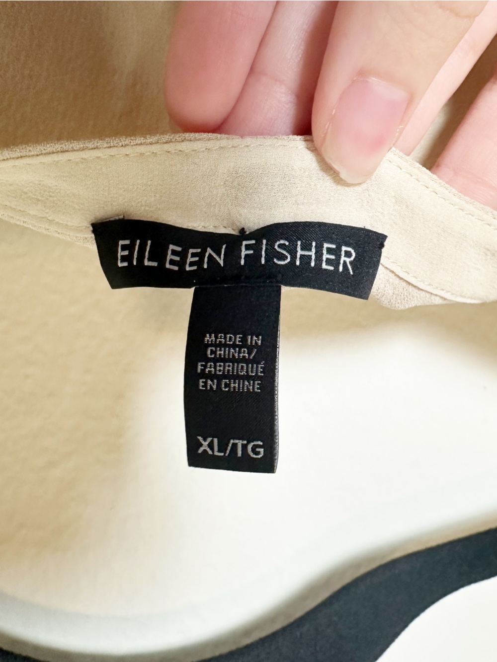 Eileen Fisher Boatneck Top 100% Silk Beige Tie Waist Extra Large - Picture 4 of 6